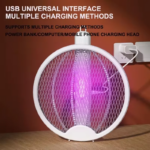 Carregamento rápido USB-C em raquete mata mosquito