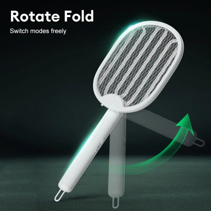 Foldable mosquito killer racket in compact storage mode