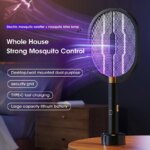 Powerful Tennis Racket Mosquito Killer - 3000V Rechargeable Bug Zapper with 3-Way Use (Handheld/Stand/Wall Mount)