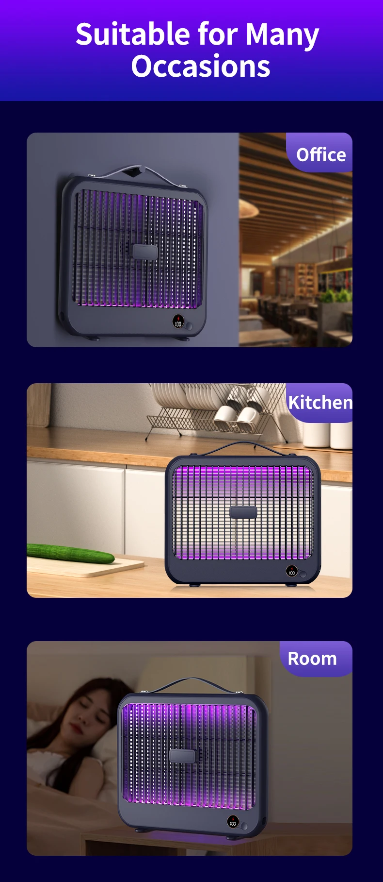 Indoor use of the insect repellent light on a kitchen countertop