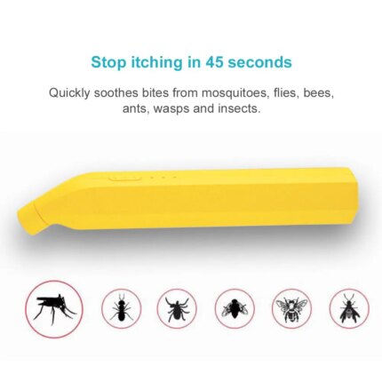 Applying the after bite pen to a mosquito bite during a camping trip