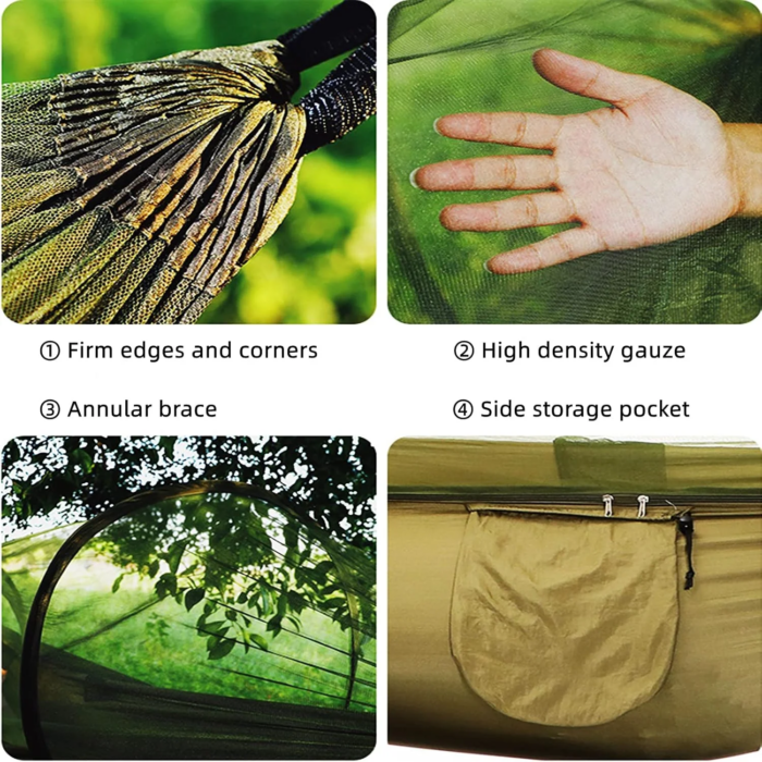 18194-ktqv4q.png Hamaca con Mosquitera Fácil Montaje - Hammock de Nylon 210T para Aventuras al Aire Libre