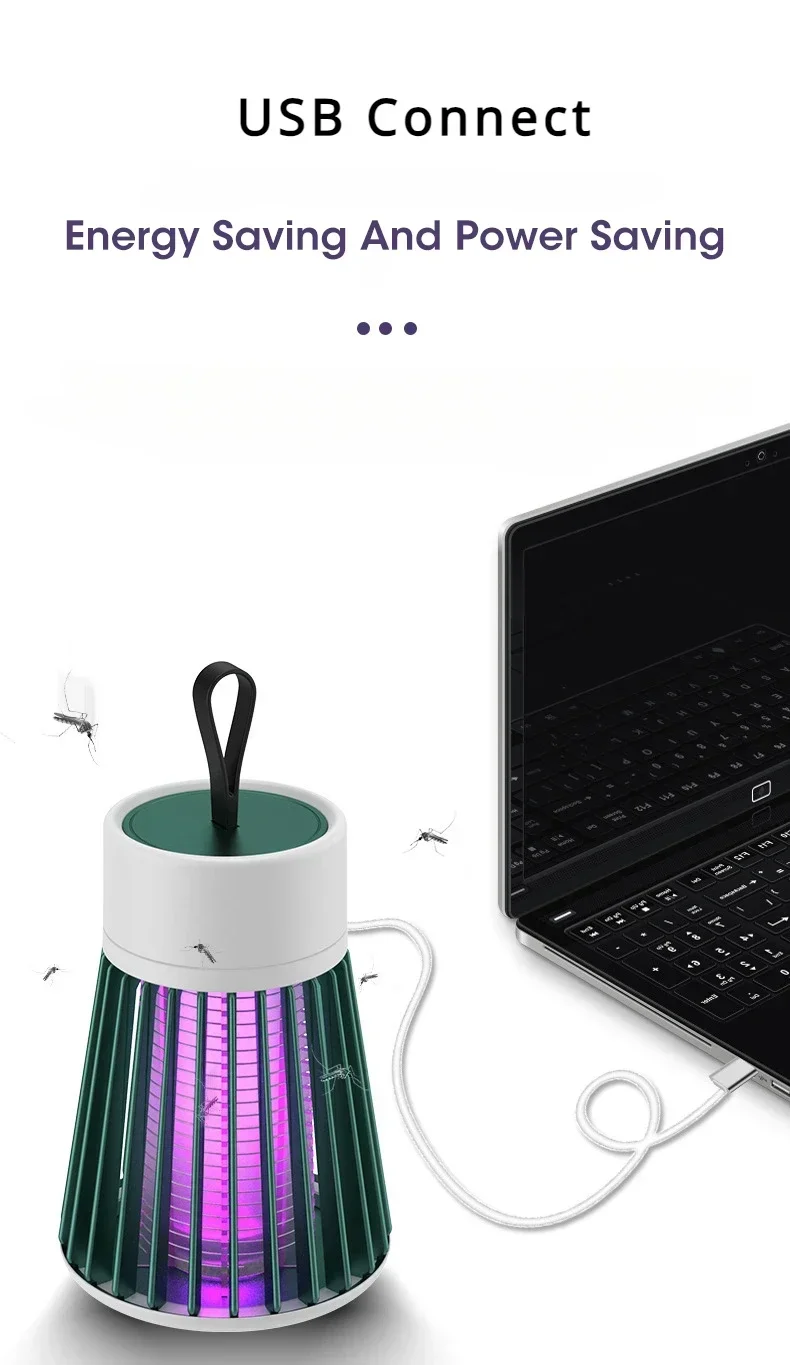 Carregamento USB de armadilha mosquito eletrica via power bank