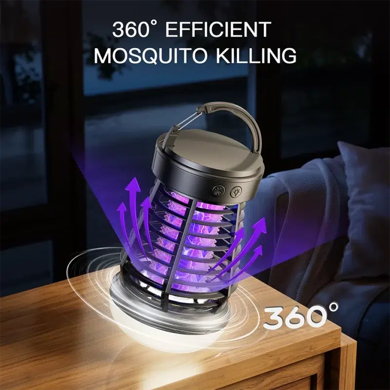 UV light emission of the killer mosquito lamp attracting pests outdoors