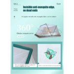 Compact folded state of the collapsible mosquito net in a travel bag
