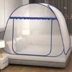 Mosquito Net in Bed - Foldable Mongolian Yurt-Style Net for Single & Double Beds (Easy Install/Travel/Camping)