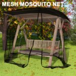 Waterproof mosquito netting for patio covering a rocking chair during light rain