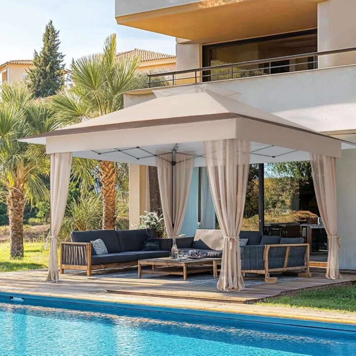 UV-proof canopy fabric protecting against sun rays at a beach outing
