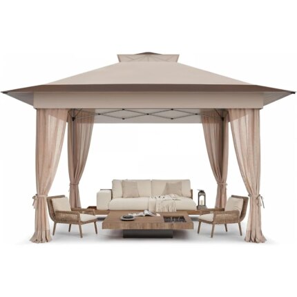 Quick-Set Gazebo with Mosquito Netting - 13x13ft Pop Up Canopy Tent for Backyard & Patio
