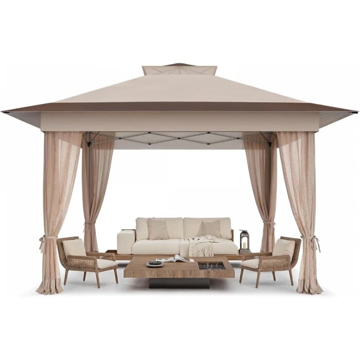 Quick-Set Gazebo with Mosquito Netting - 13x13ft Pop Up Canopy Tent for Backyard & Patio