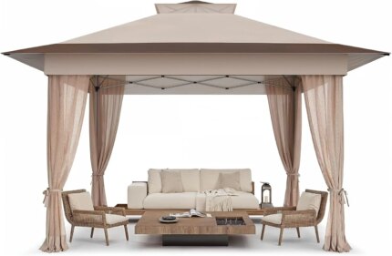 Gazebo con Mosquitero Rápido - Tenda Pop Up 13x13ft para Exteriores y Fiestas